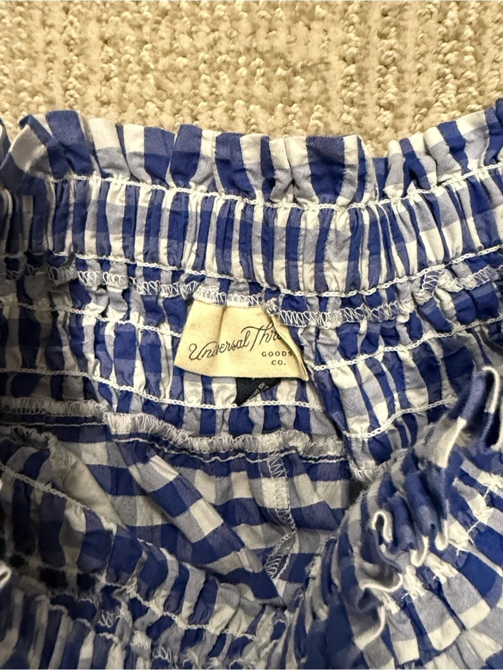 Universal Thread Blue and White Gingham Elastic-Waist Midi Skirt Set